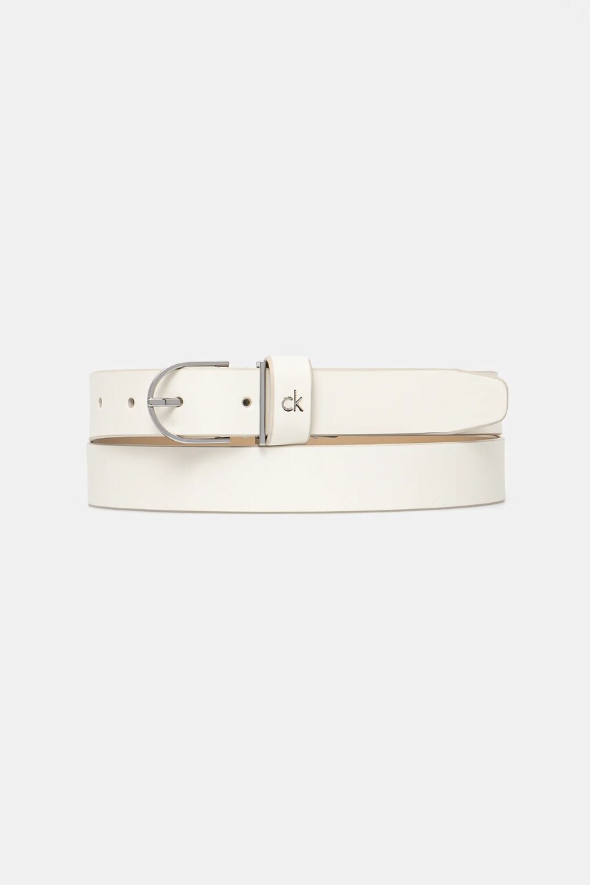 Levně Kožený pásek Calvin Klein dámský, bílá barva, K60K613147