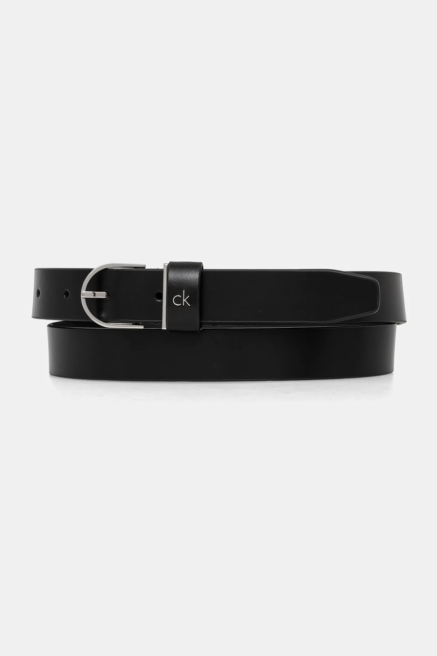 Levně Kožený pásek Calvin Klein dámský, černá barva, K60K613147