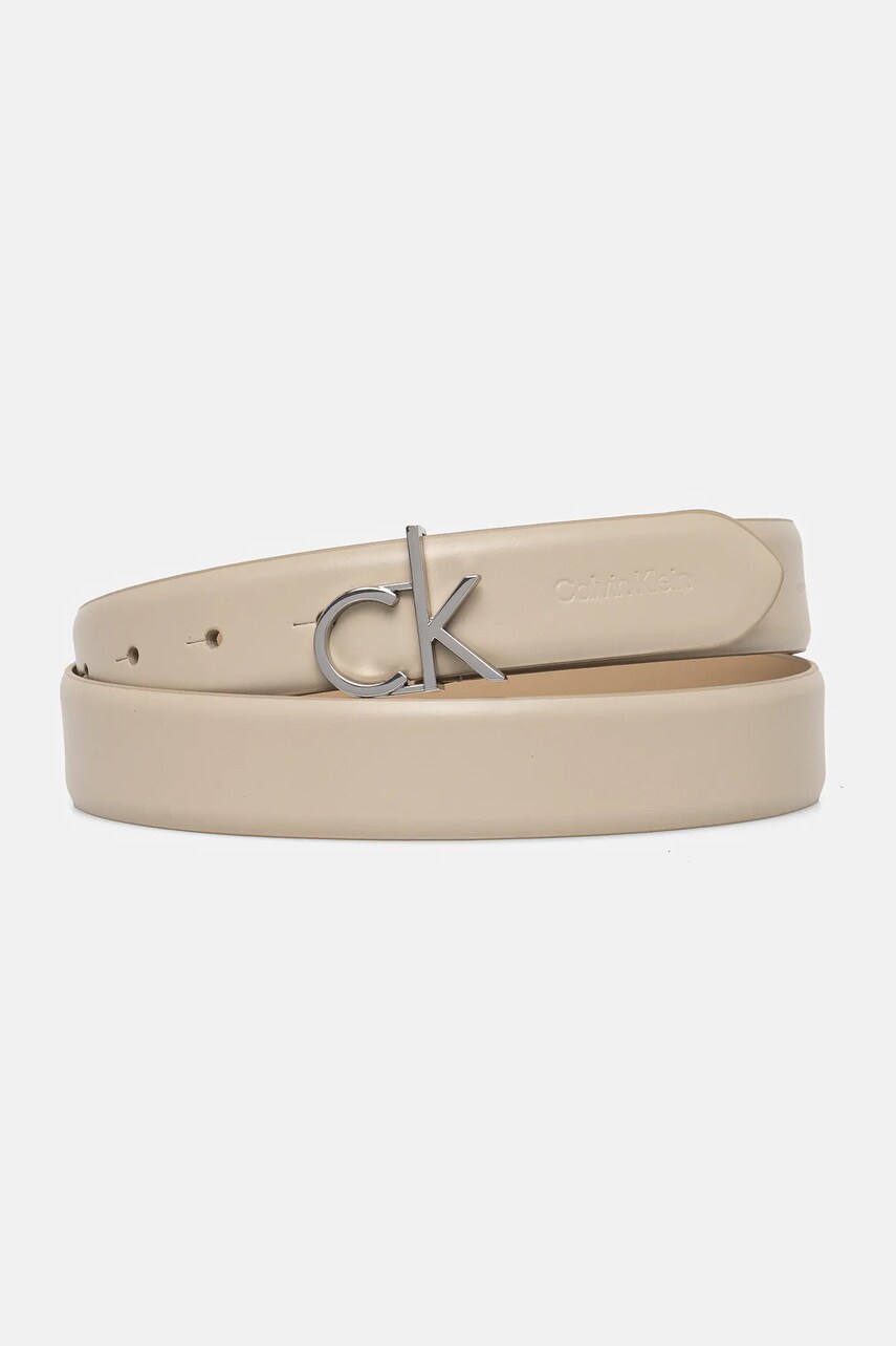 Levně Pásek Calvin Klein dámský, béžová barva, K60K613156