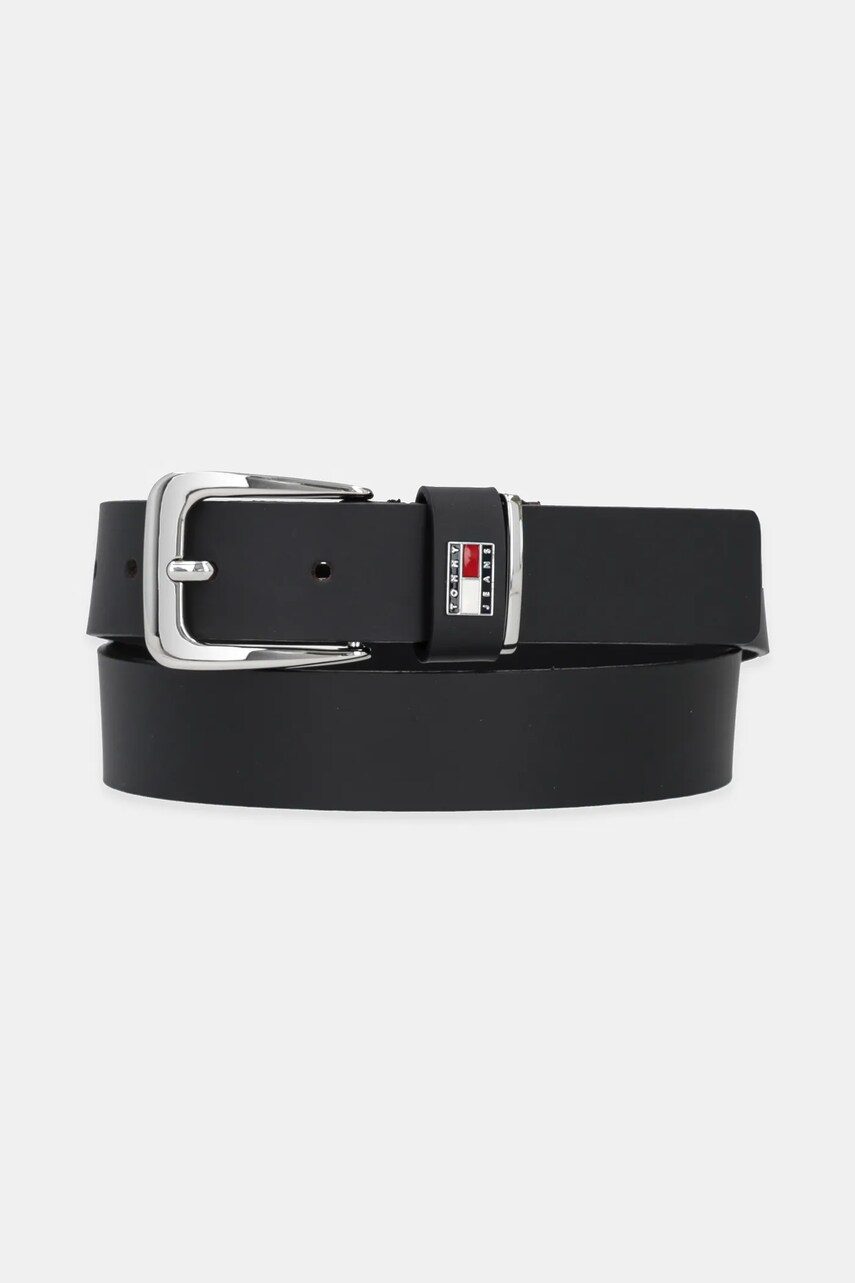 Tommy Jeans curea de piele femei, culoarea negru, AW0AW17317