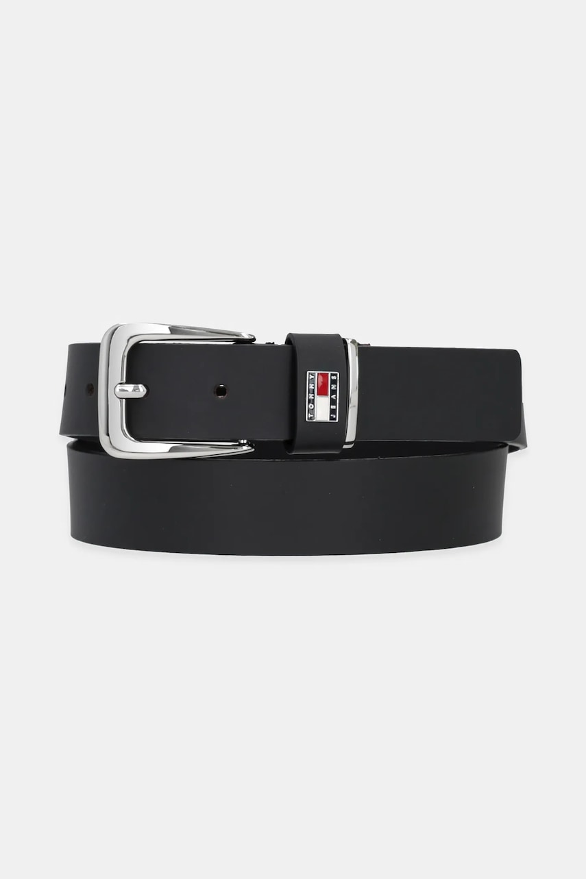 Tommy Jeans curea de piele femei, culoarea negru, AW0AW17317