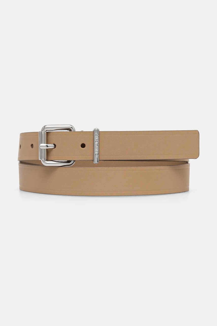 Tommy Jeans curea de piele femei, culoarea bej, AW0AW17318