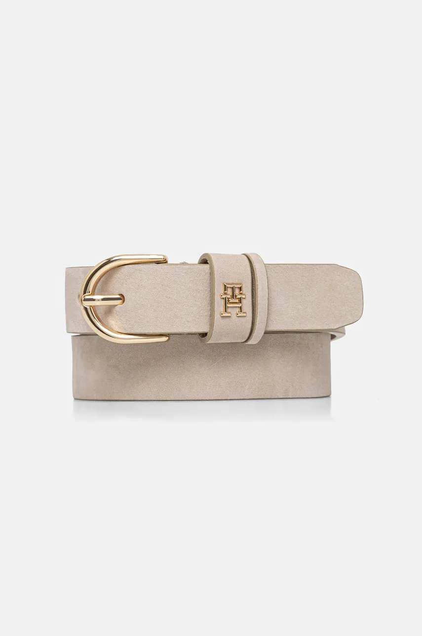 Levně Semišový pásek Tommy Hilfiger šedá barva, AW0AW17245