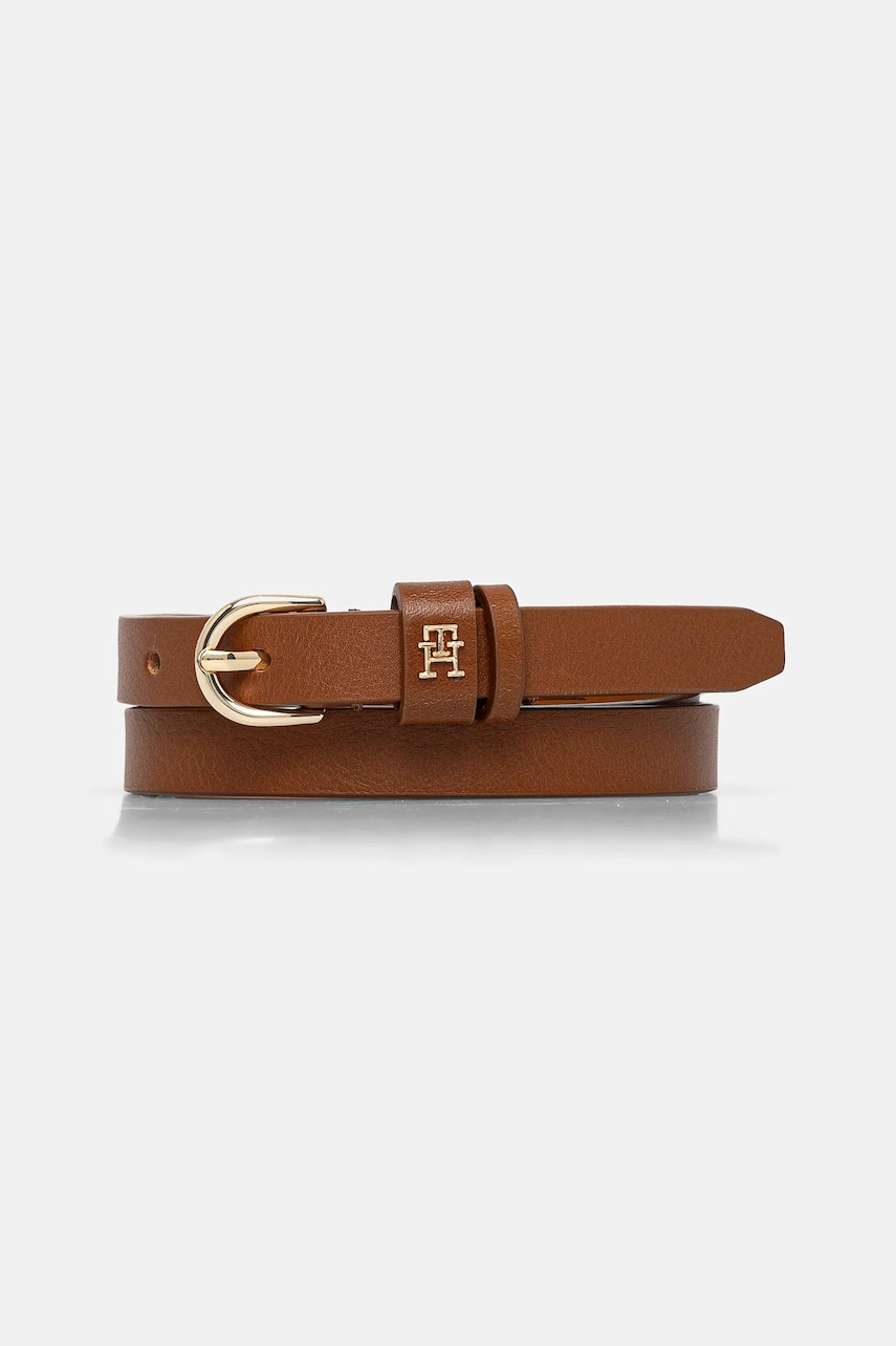 Levně Kožený pásek Tommy Hilfiger dámský, hnědá barva, AW0AW17246