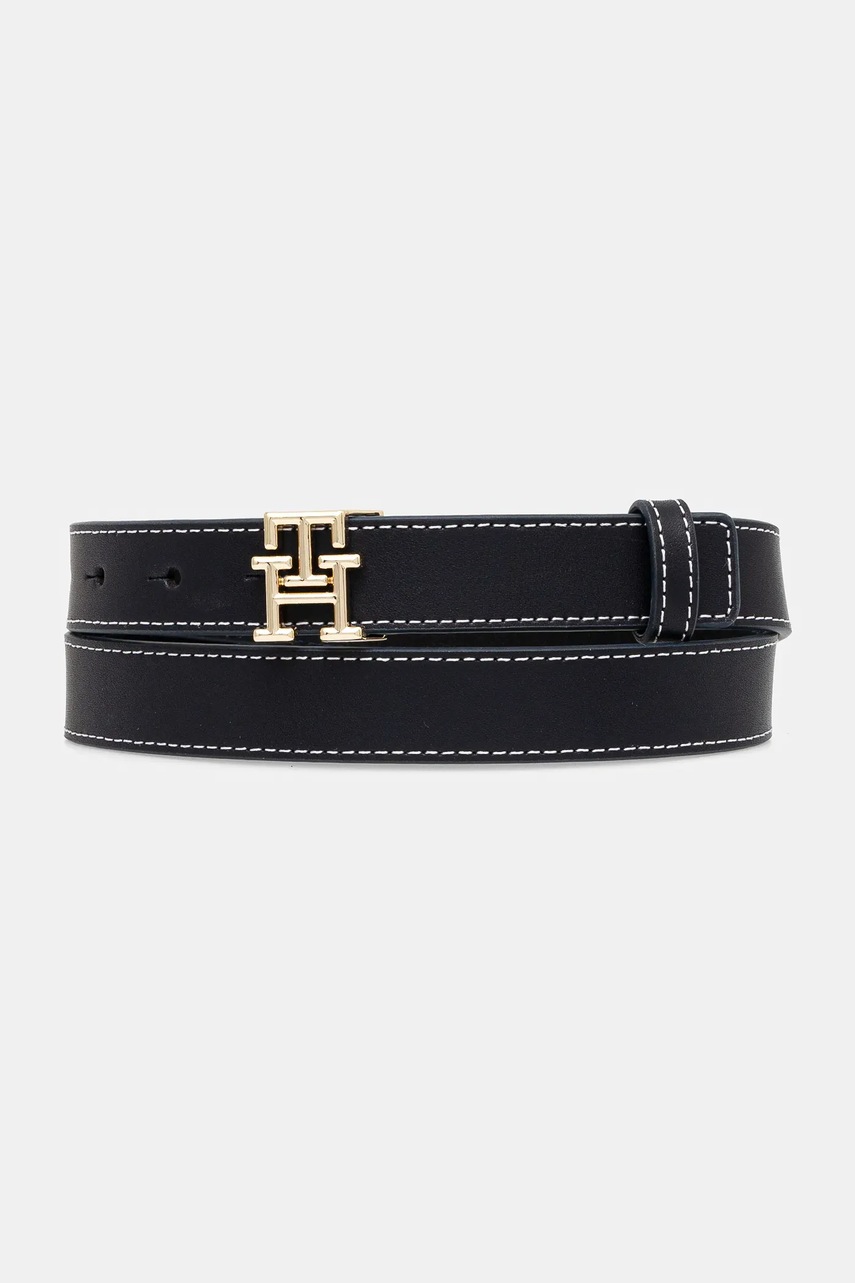 Levně Kožený pásek Tommy Hilfiger dámský, tmavomodrá barva, AW0AW17248