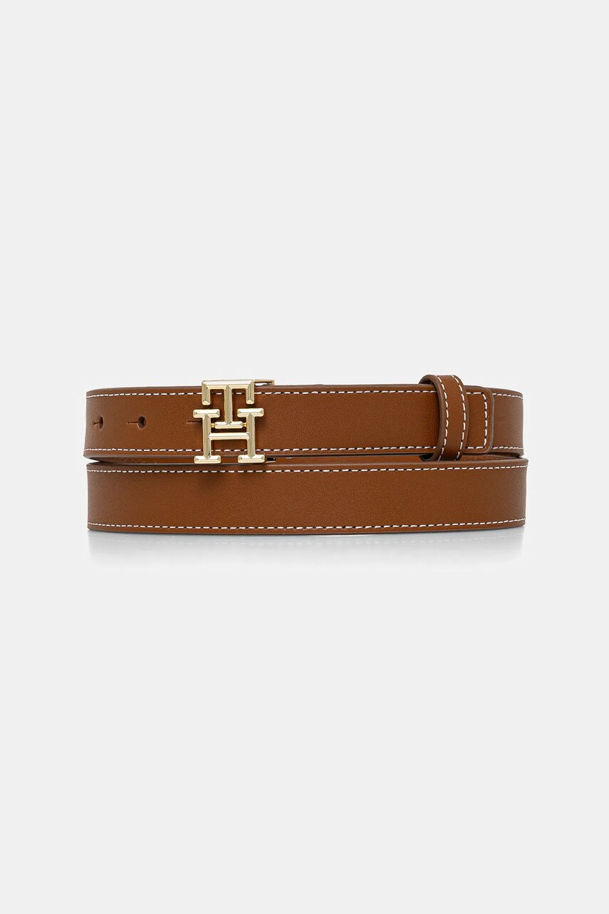 Levně Kožený pásek Tommy Hilfiger dámský, hnědá barva, AW0AW17248