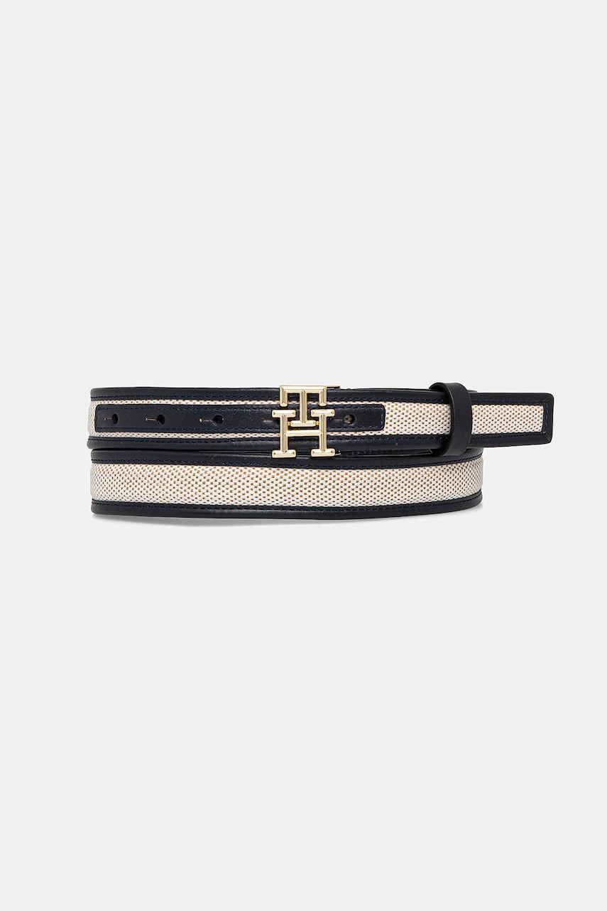 Levně Kožený pásek Tommy Hilfiger dámský, tmavomodrá barva, AW0AW17249