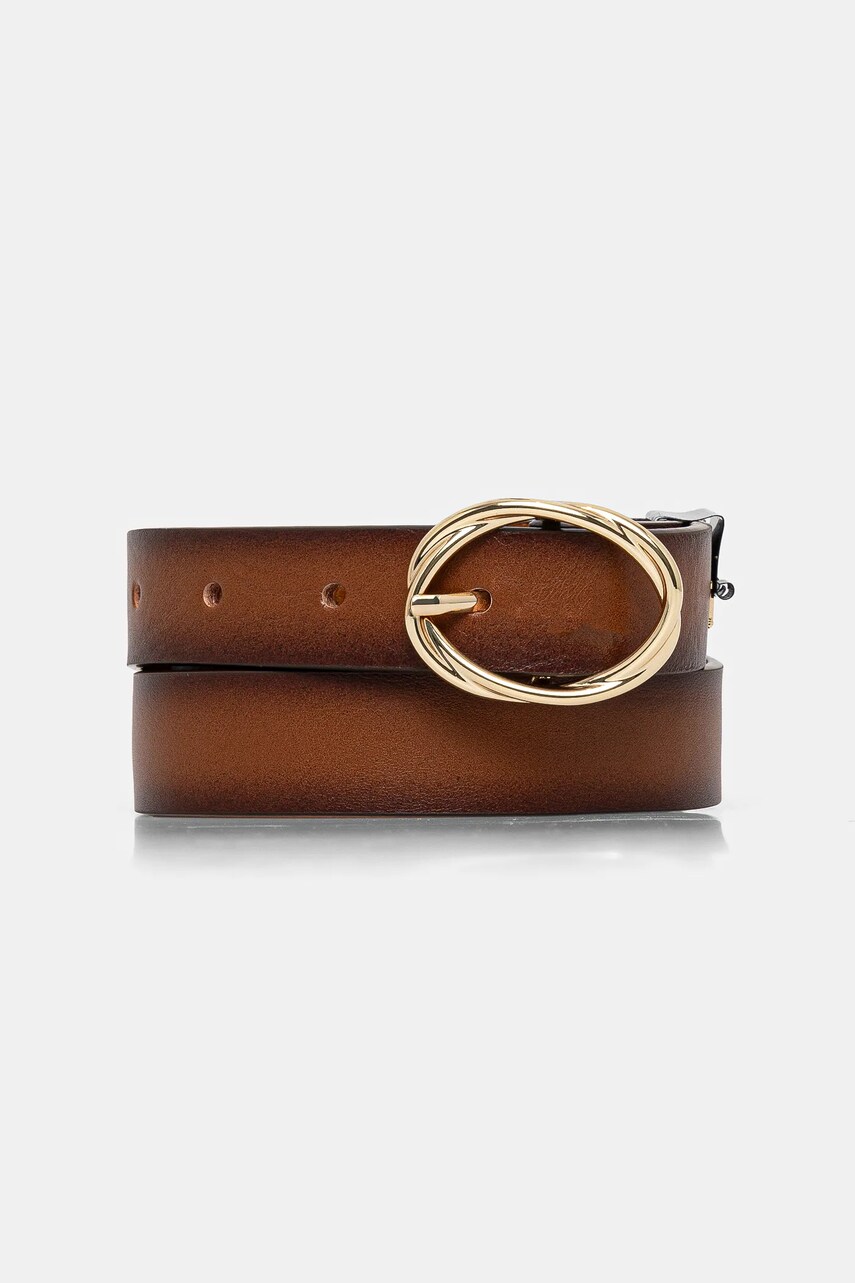 Levně Kožený pásek Tommy Hilfiger dámský, hnědá barva, AW0AW17252