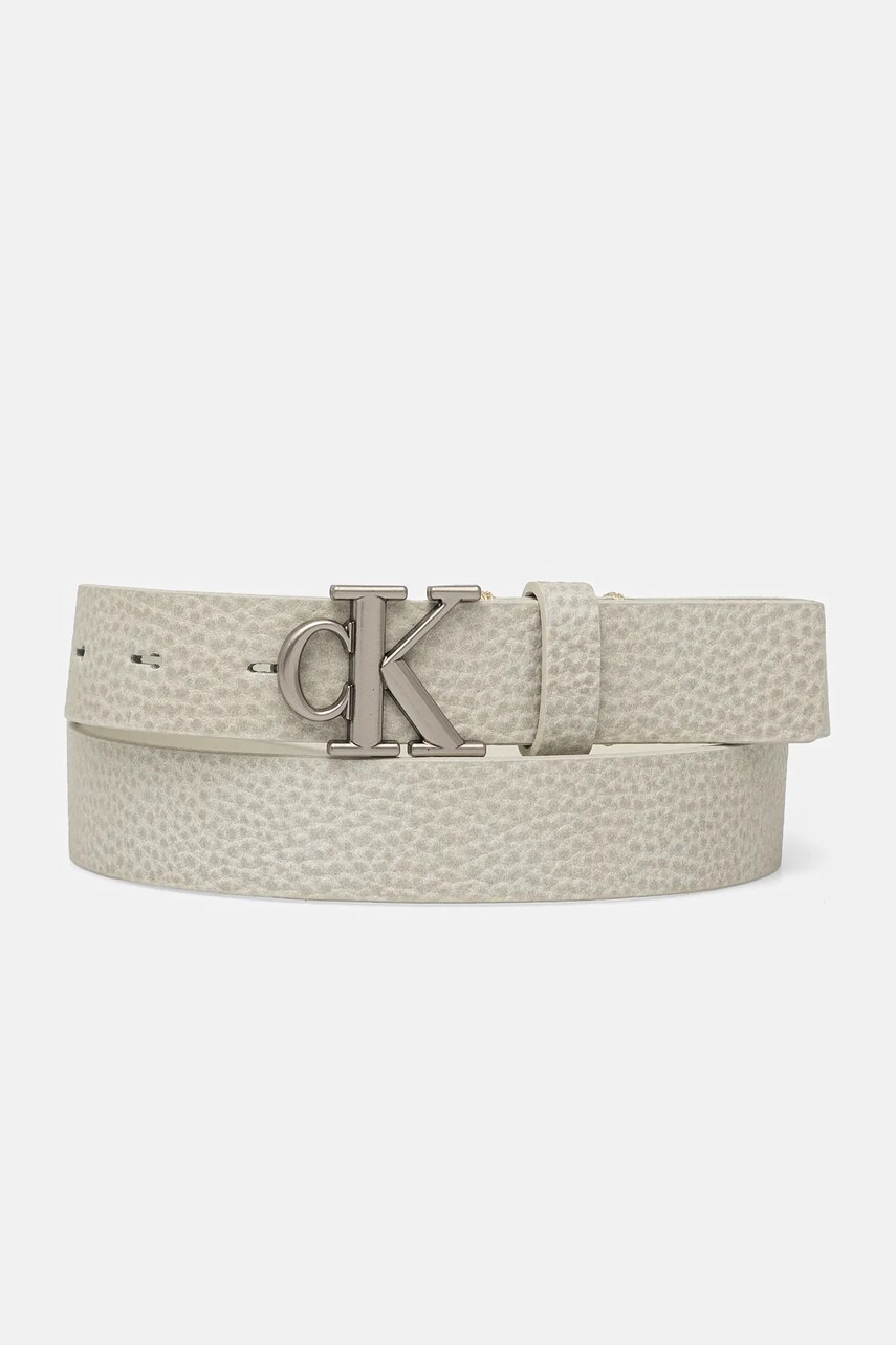 Levně Kožený pásek Calvin Klein Jeans dámský, béžová barva, LV04K7003G