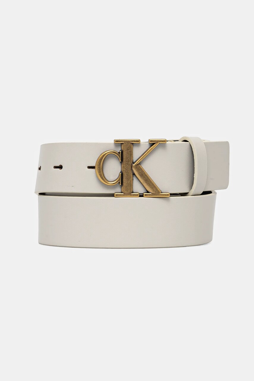 Levně Pásek Calvin Klein Jeans dámský, béžová barva, LV04K7002G