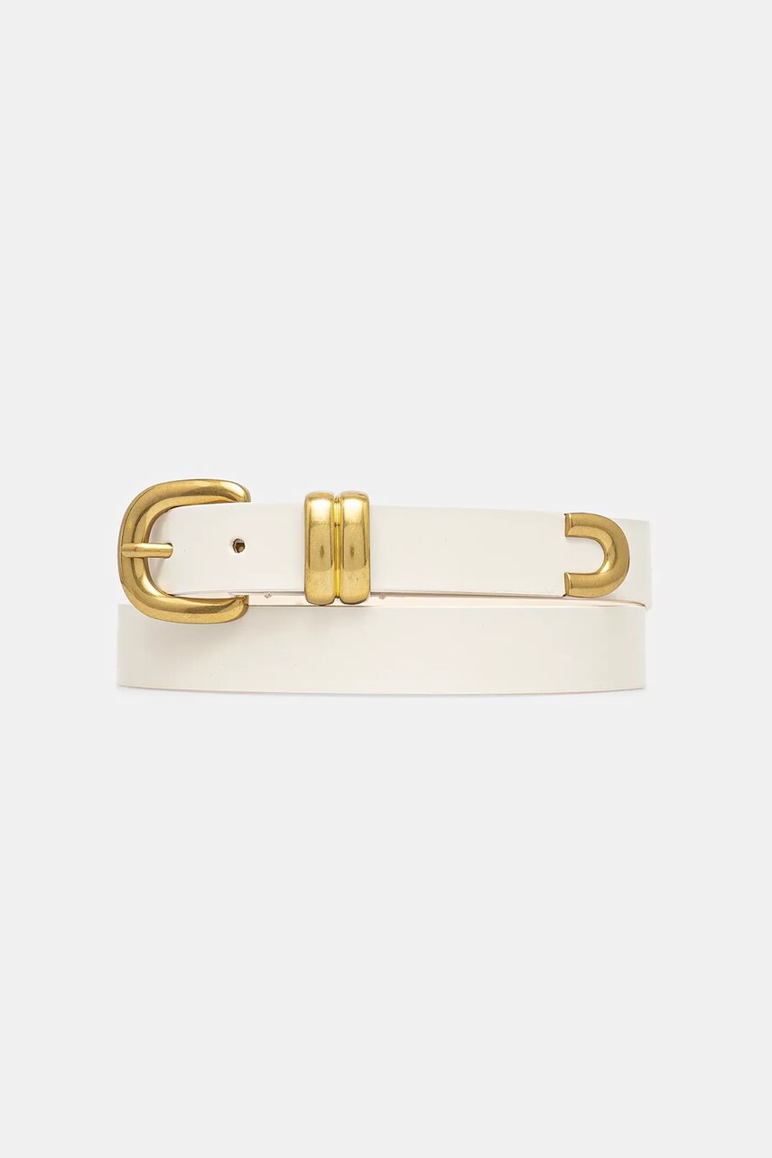 By Malene Birger curea de piele ZOILO femei, culoarea alb, 103382