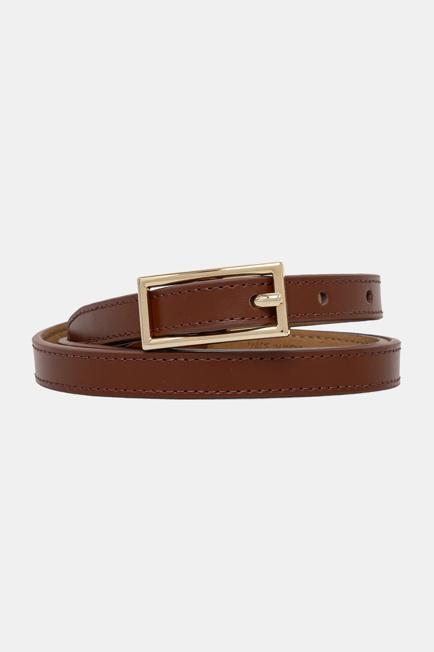 Levně Kožený pásek Abercrombie & Fitch dámský, hnědá barva, KI154-5037