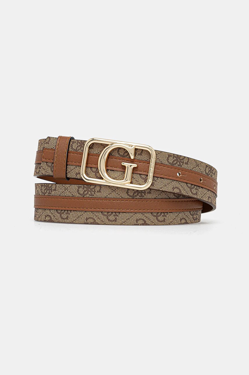Levně Pásek Guess ZAMIRA dámský, hnědá barva, BW9229 P5235