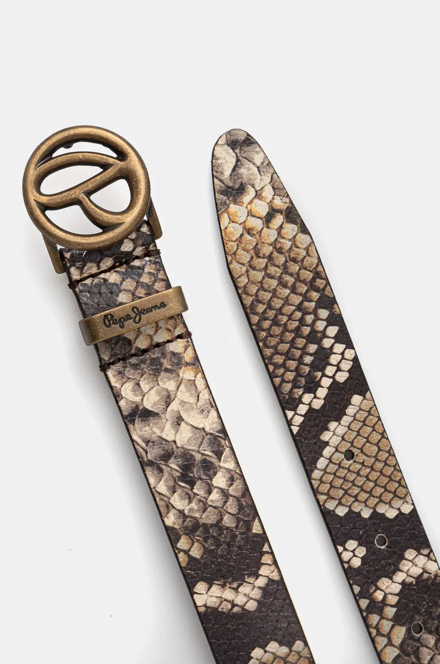 Кожаный ремень Pepe Jeans ATHENAK BELT женский цвет коричневый PL020865 Кожаный ремень Pepe Jeans ATHENAK BELT женский цвет коричневый PL020865