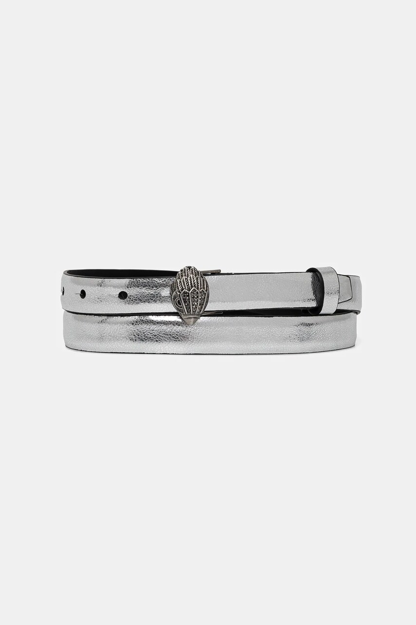 Kurt Geiger London curea de piele 20 EAGLE BELT femei, culoarea argintiu, 9693463109