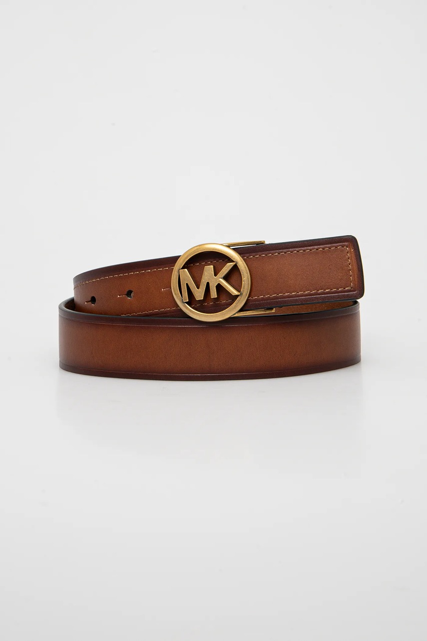 Levně Kožený pásek MICHAEL Michael Kors dámský, hnědá barva, 559167