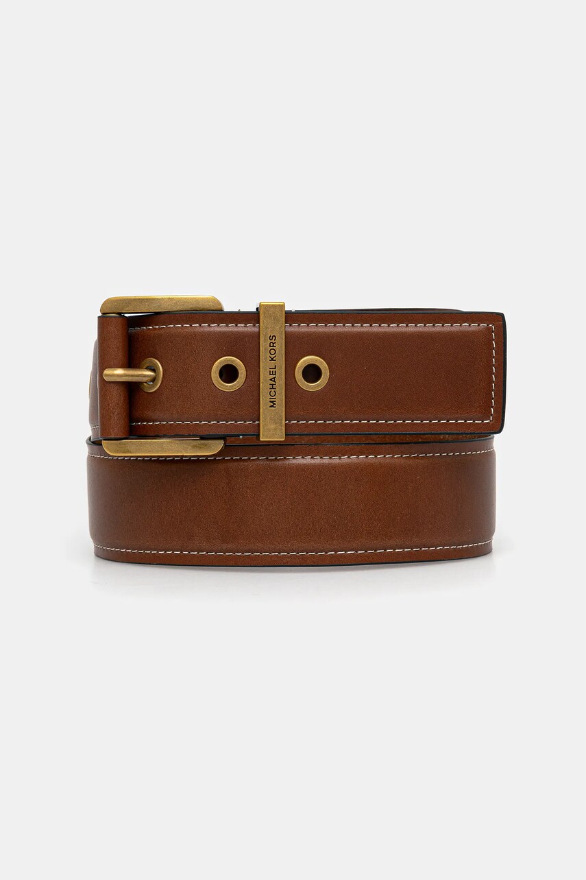 Levně Kožený pásek MICHAEL Michael Kors dámský, hnědá barva, 559097