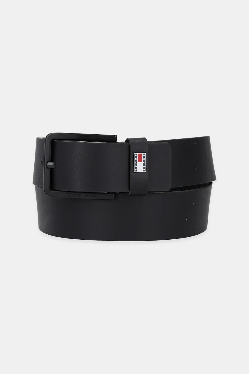Tommy Jeans curea de piele barbati, culoarea negru, AM0AM12928