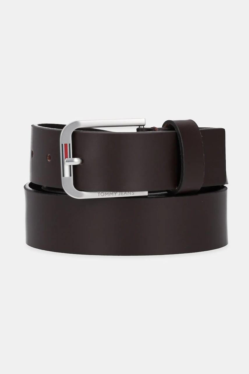 Tommy Jeans curea de piele barbati, culoarea maro, AM0AM12926