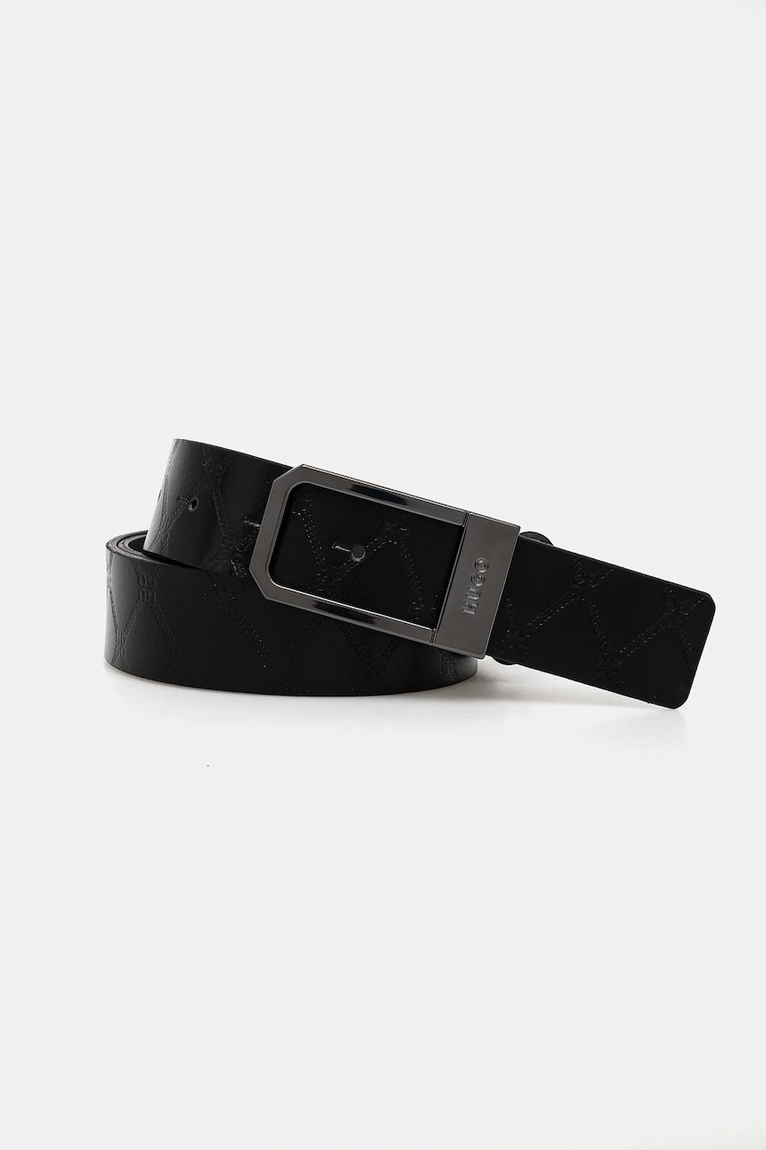 HUGO curea de piele barbati, culoarea negru, 50537008