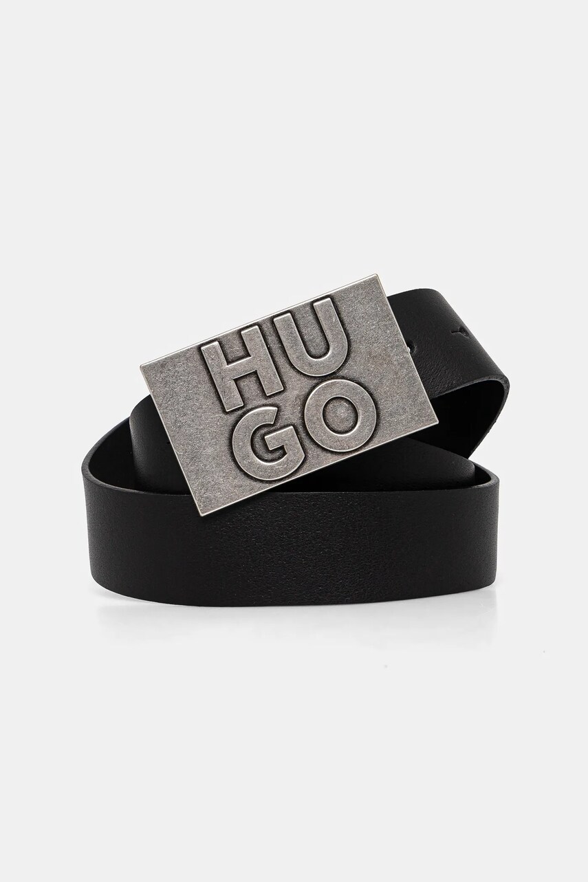 HUGO curea de piele barbati, culoarea negru, 50537037