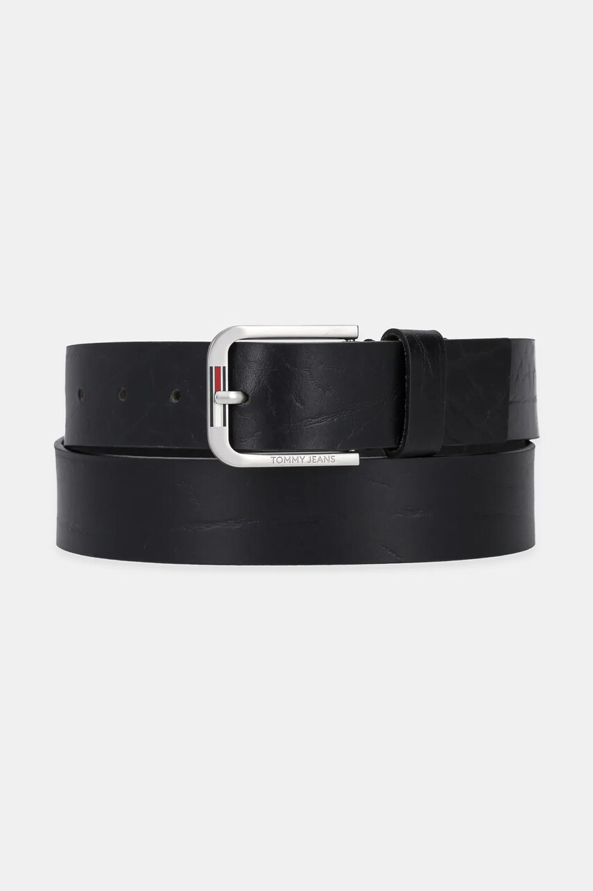 Tommy Jeans curea de piele barbati, culoarea negru, AM0AM13369