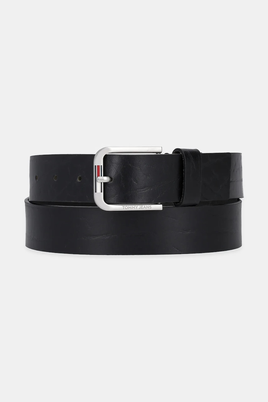 Tommy Jeans curea de piele bărbați, culoarea negru, AM0AM13369
