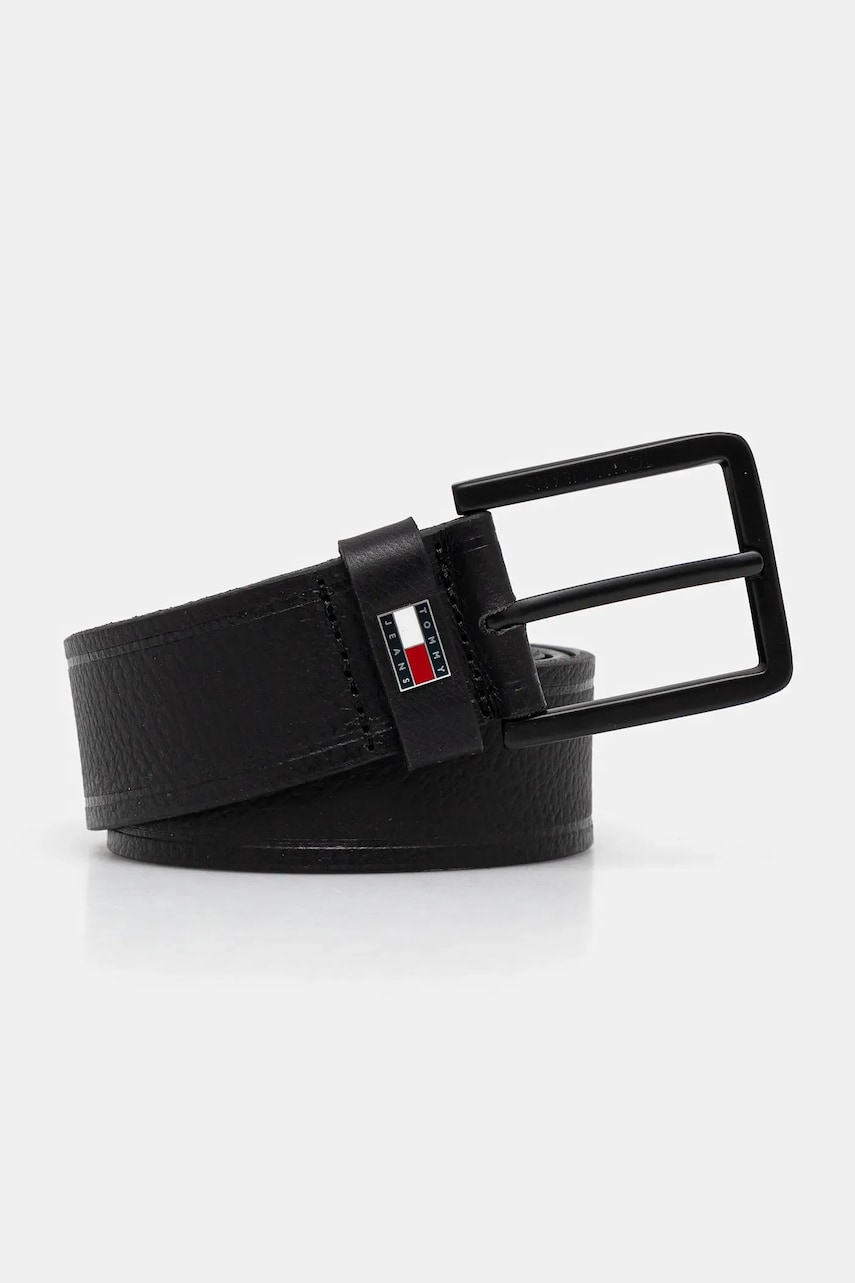 Tommy Jeans curea de piele barbati, culoarea negru, AM0AM13291