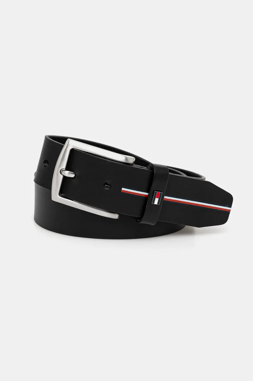 Levně Kožený pásek Tommy Hilfiger pánský, černá barva, AM0AM13011