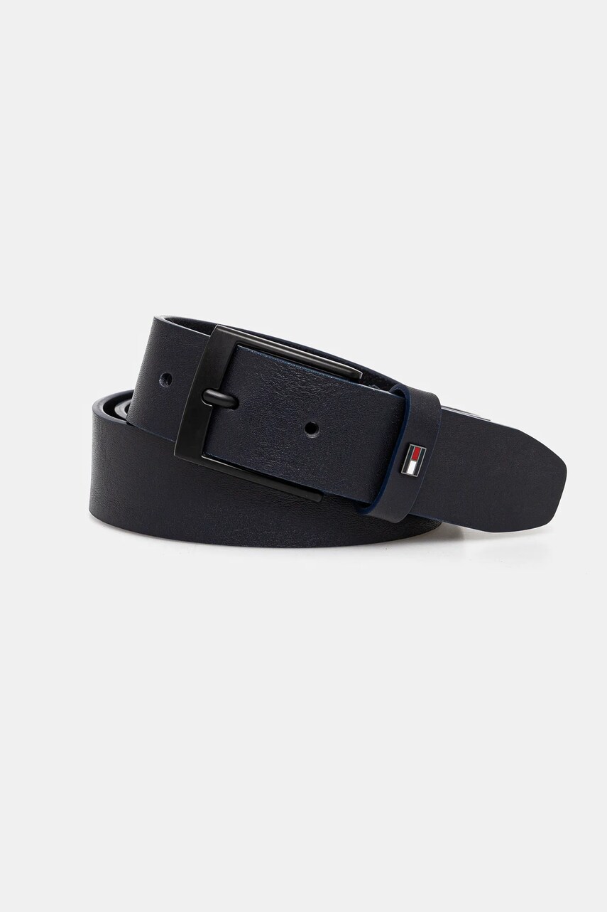 Levně Kožený pásek Tommy Hilfiger pánský, tmavomodrá barva, AM0AM13014