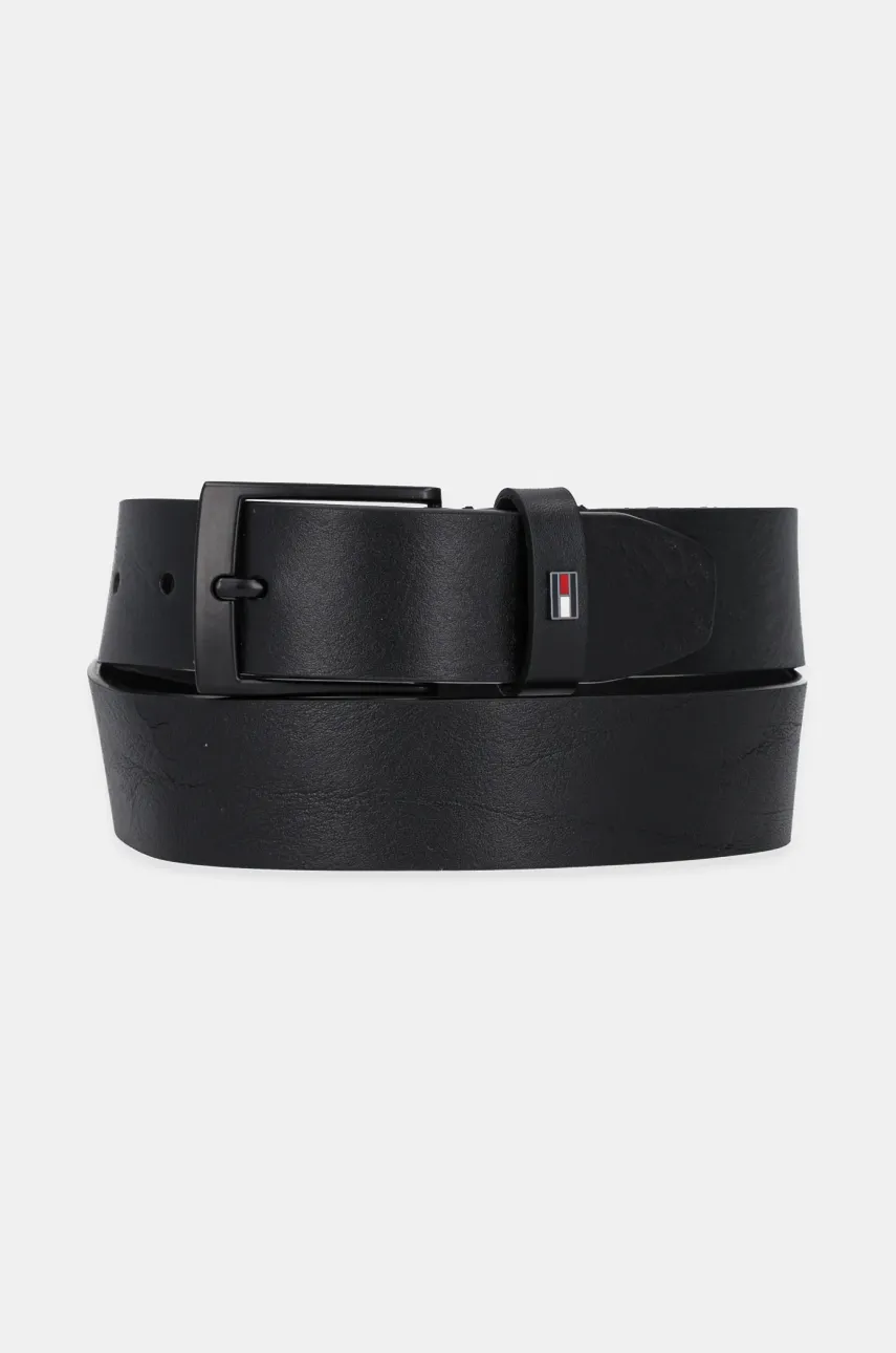 Levně Kožený pásek Tommy Hilfiger pánský, černá barva, AM0AM13014