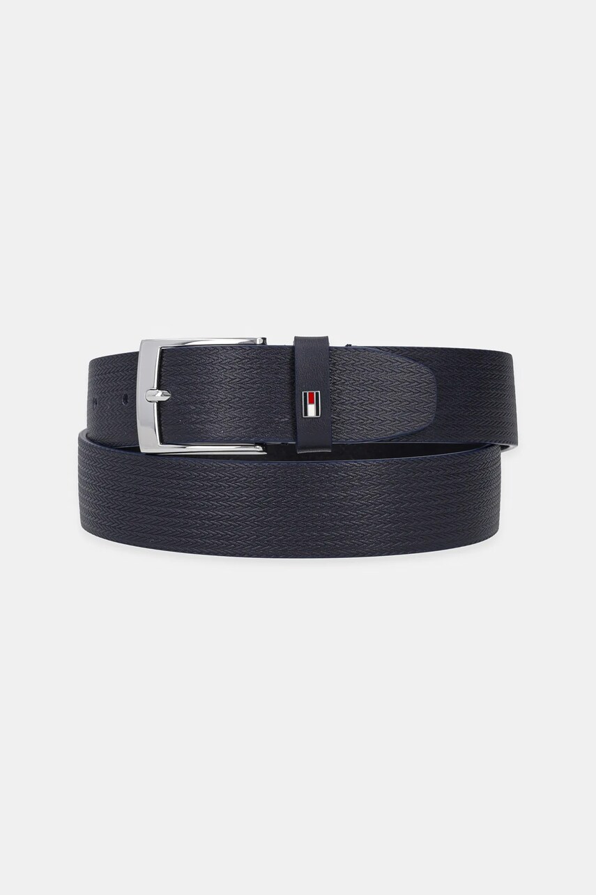 Levně Kožený pásek Tommy Hilfiger pánský, tmavomodrá barva, AM0AM13015