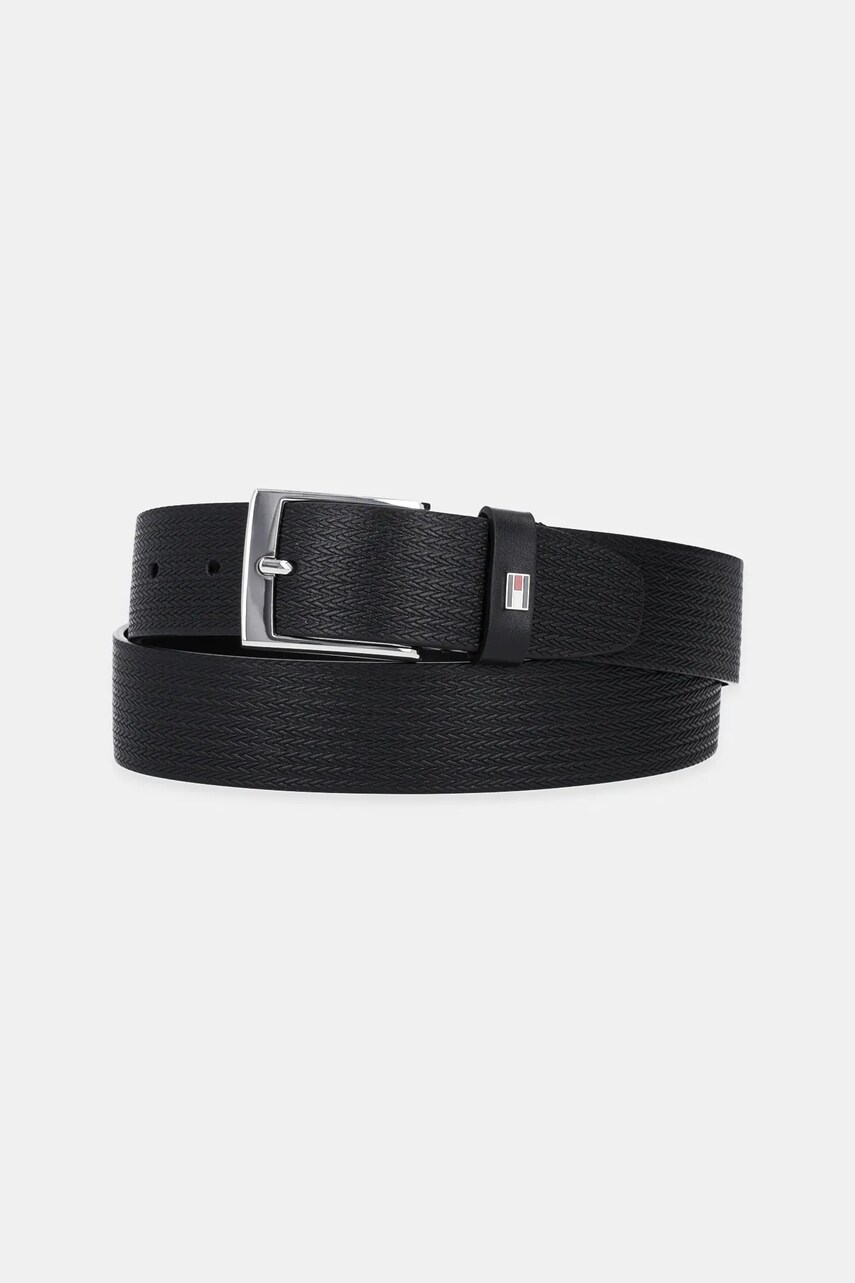 Levně Kožený pásek Tommy Hilfiger pánský, černá barva, AM0AM13015