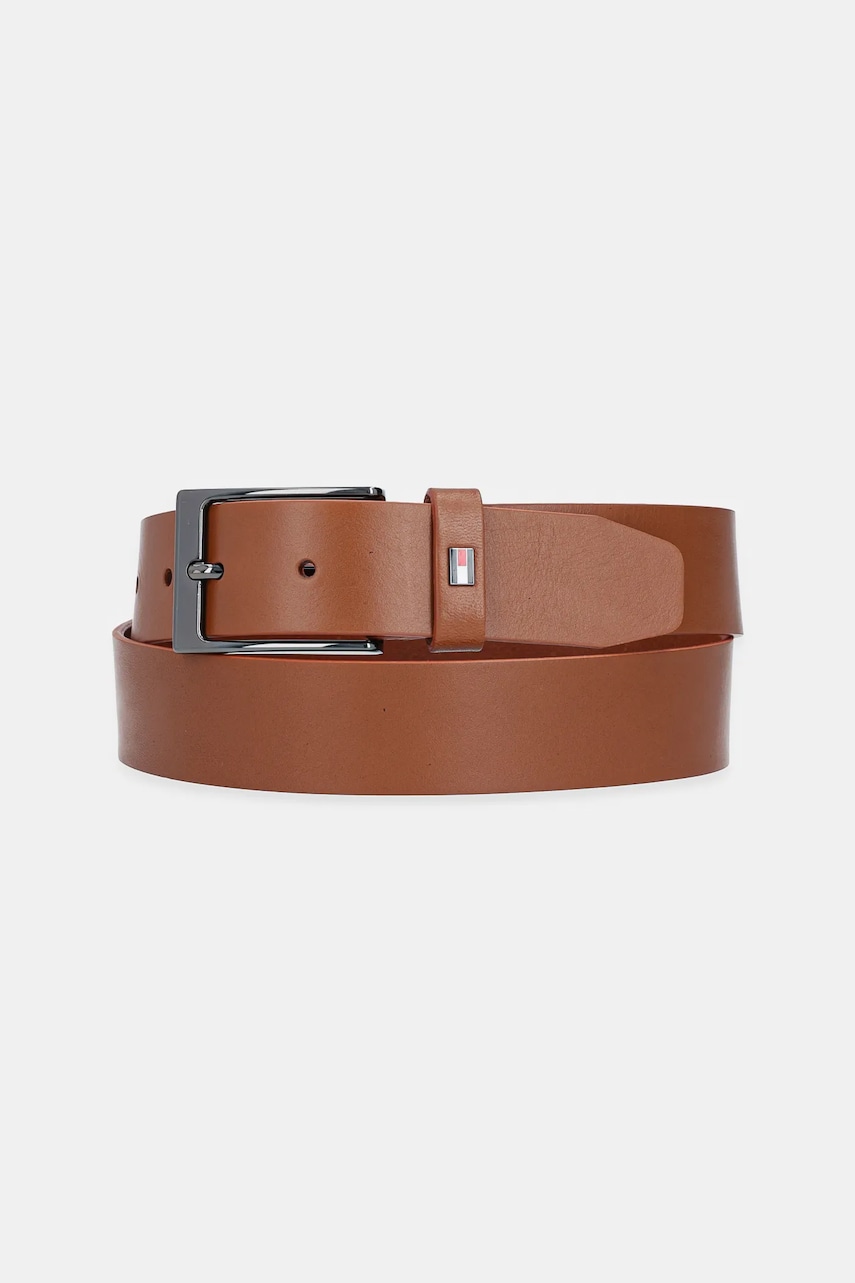 Levně Kožený pásek Tommy Hilfiger pánský, hnědá barva, AM0AM13016