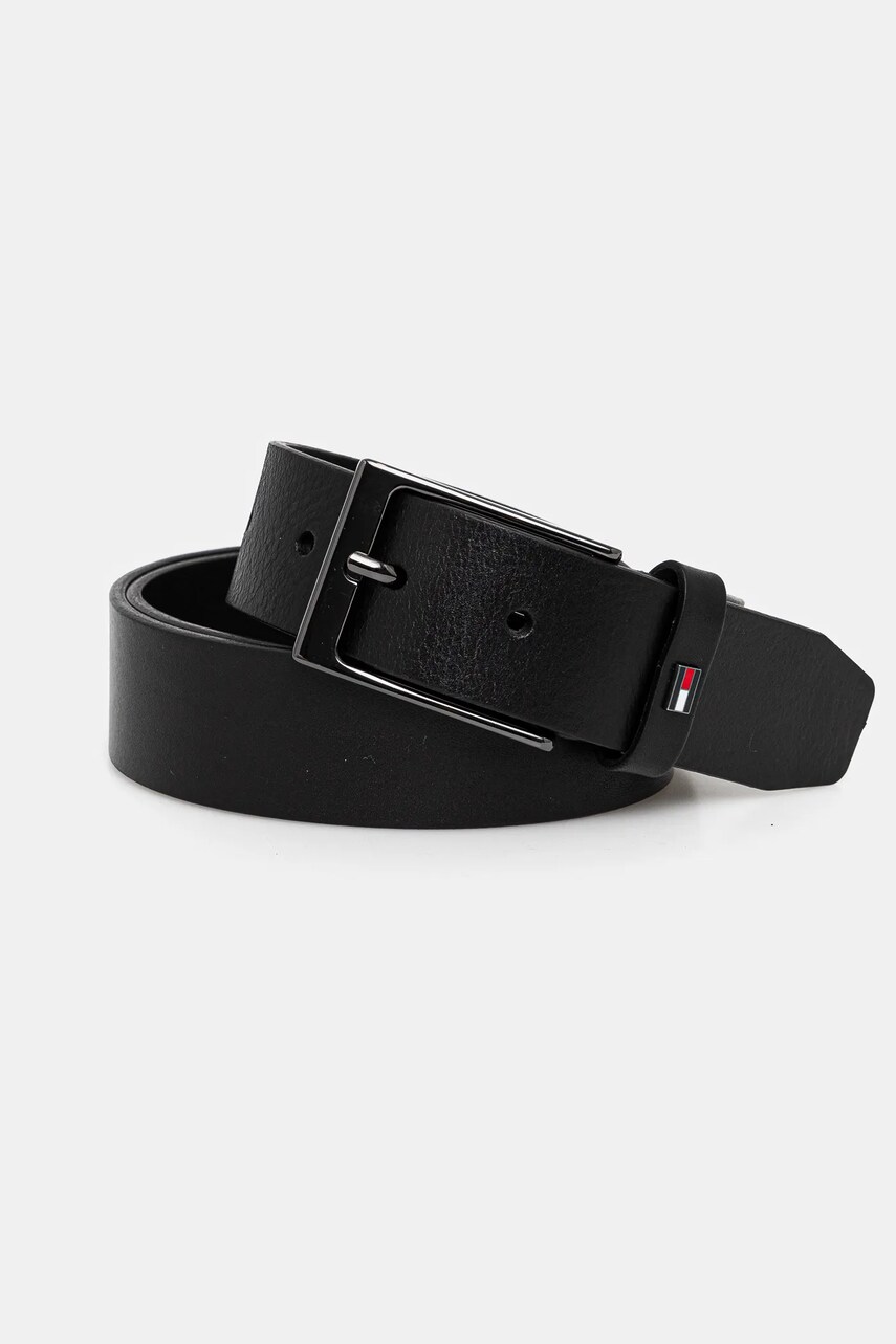 Levně Kožený pásek Tommy Hilfiger pánský, černá barva, AM0AM13016