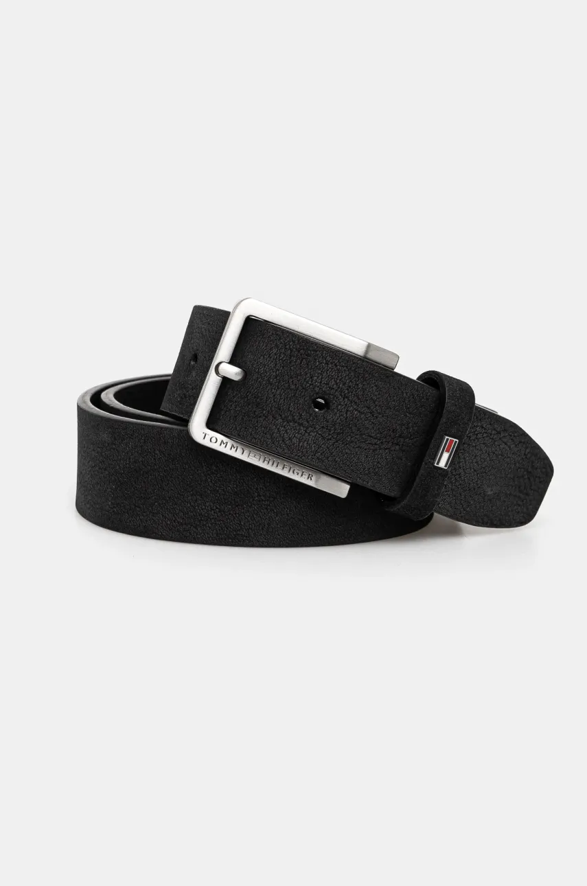 Kožený pásek Tommy Hilfiger pánský, černá barva, AM0AM13019