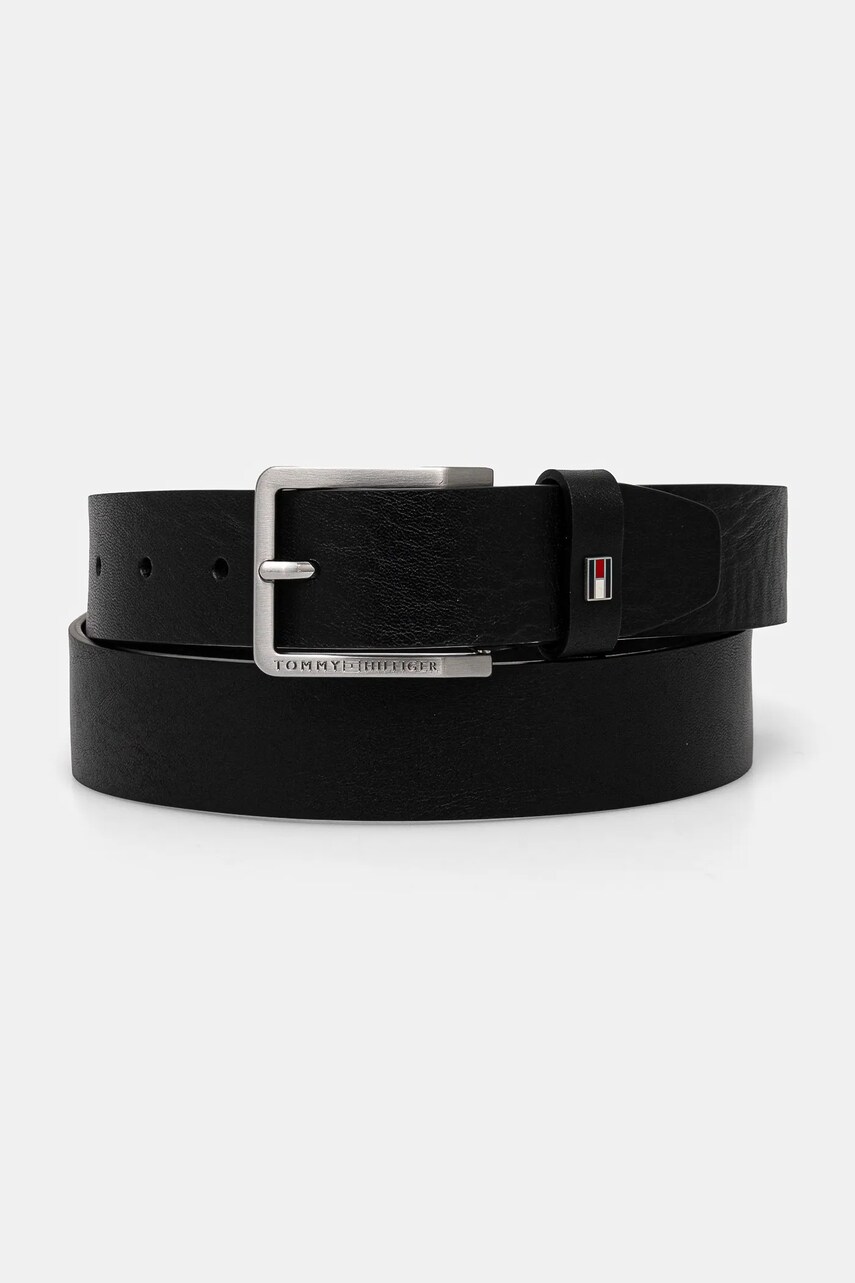 Levně Kožený pásek Tommy Hilfiger pánský, černá barva, AM0AM13020