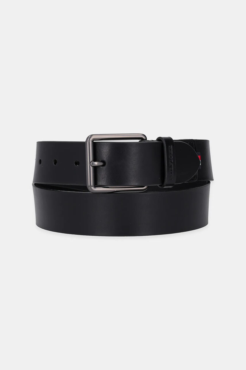 Levně Kožený pásek Tommy Hilfiger pánský, černá barva, AM0AM13302