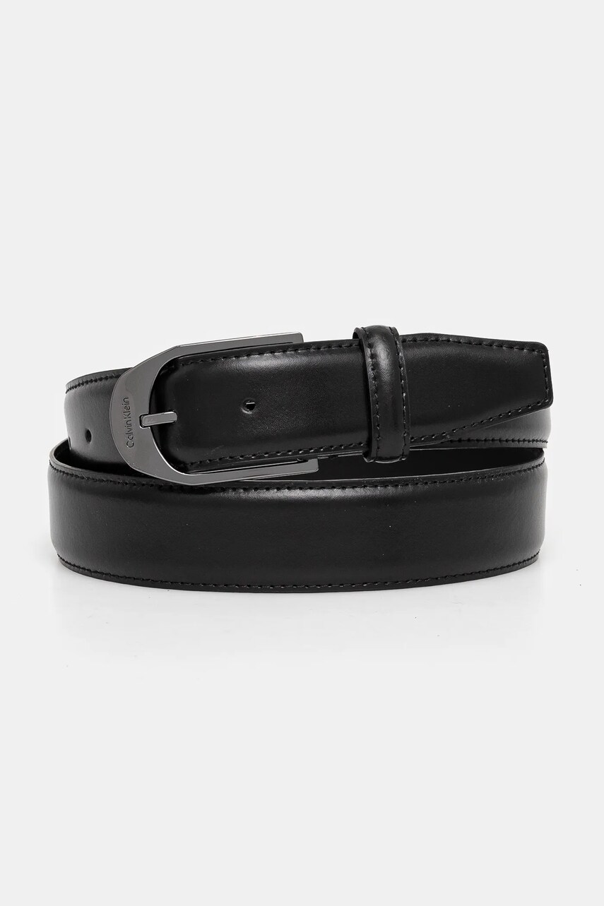 Levně Oboustranný kožený pásek Calvin Klein pánský, černá barva, K50K512668