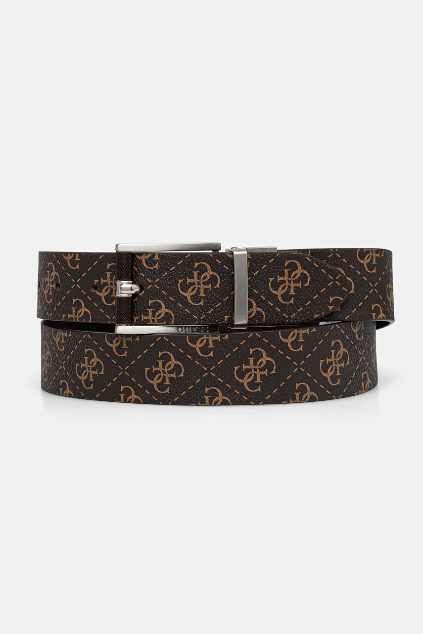 Levně Oboustranný pásek Guess NUREMBERG pánský, hnědá barva, BMNULO P5135