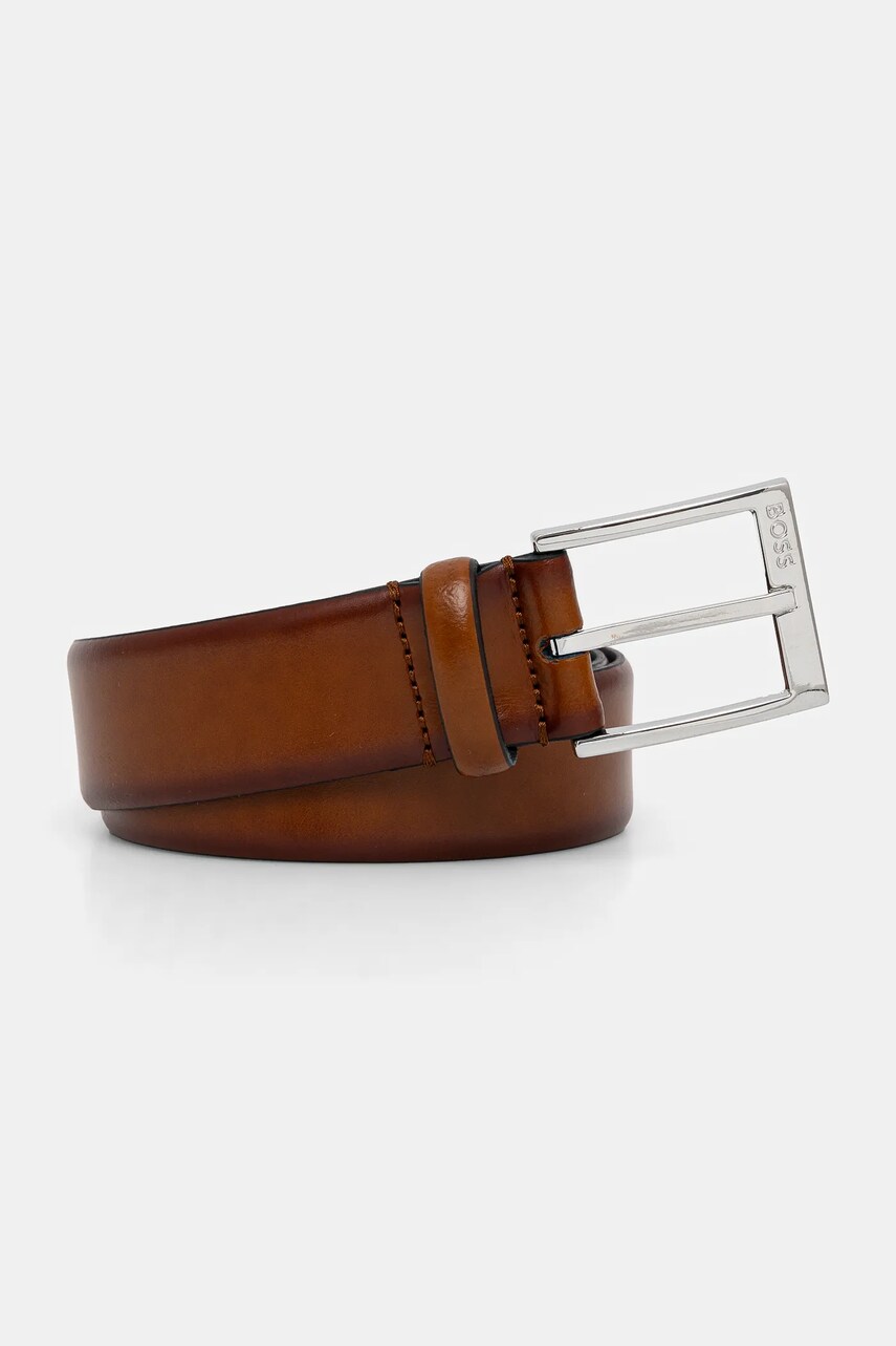 BOSS curea de piele barbati, culoarea maro, 50482241