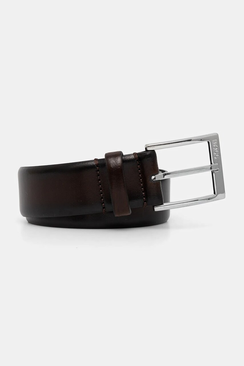 BOSS curea de piele barbati, culoarea maro, 50482241