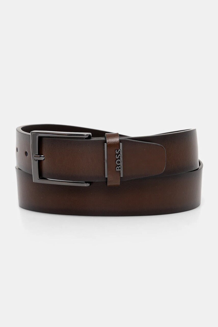 BOSS curea de piele barbati, culoarea maro, 50491852