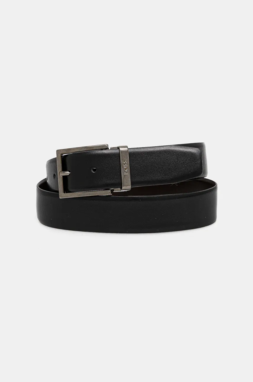 BOSS curea de piele cu doua fete barbati, culoarea negru, 50542180
