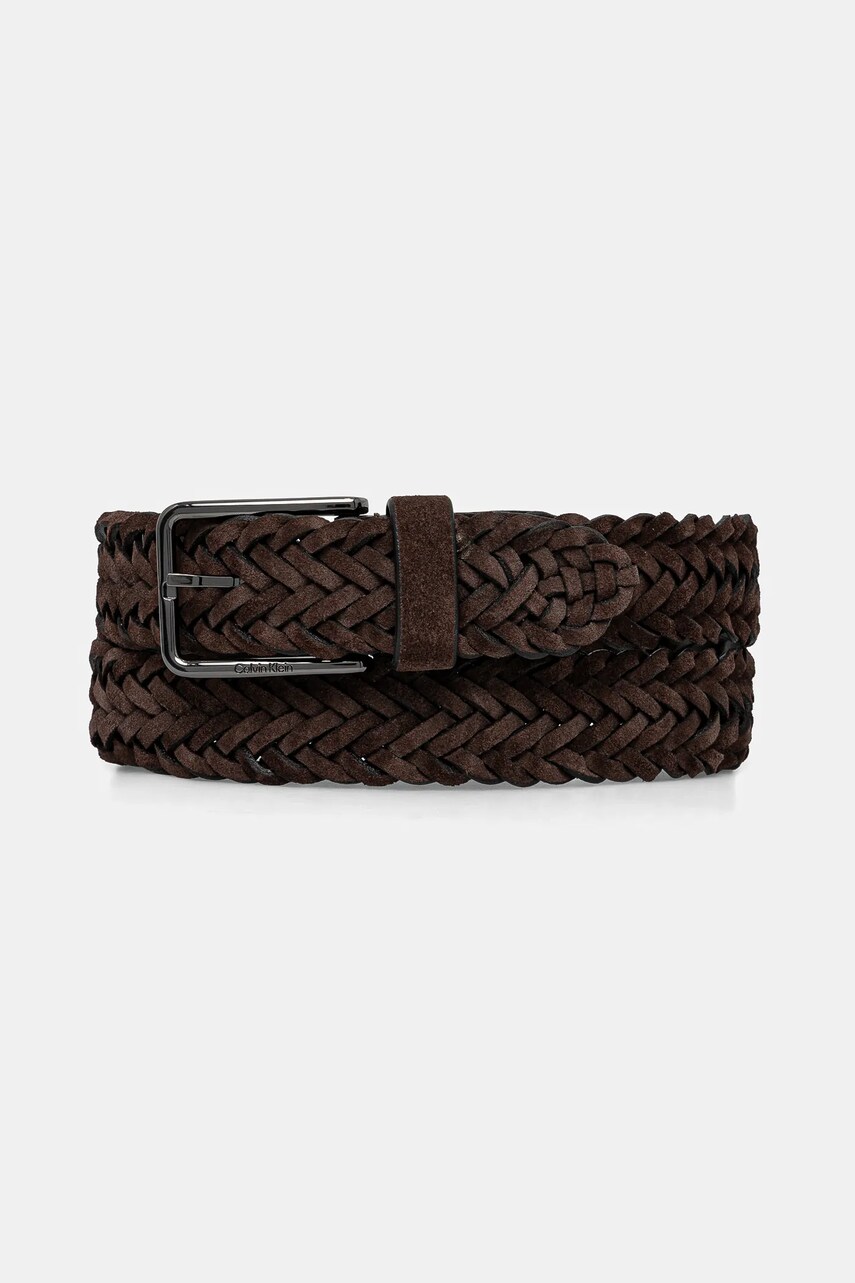 Levně Kožený pásek Calvin Klein pánský, hnědá barva, K50K512841