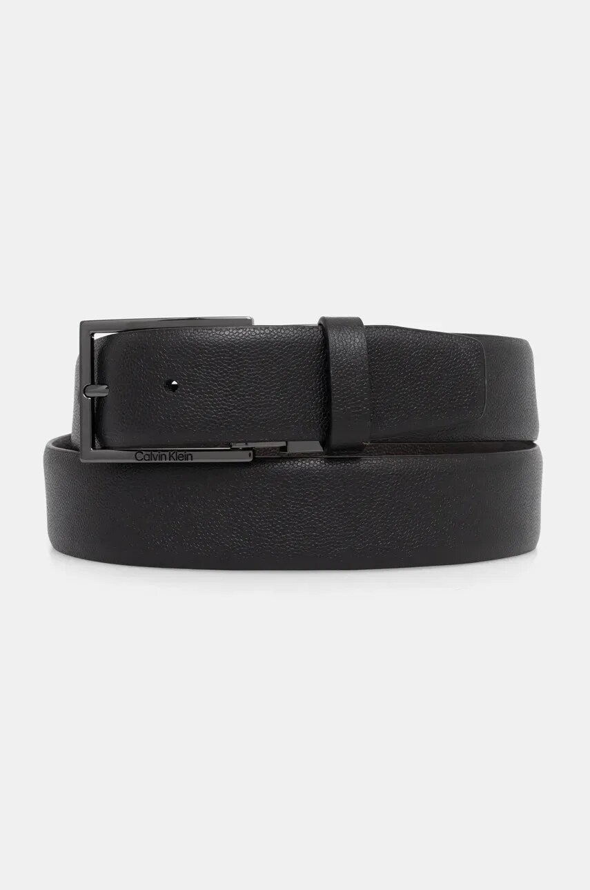 Levně Oboustranný kožený pásek Calvin Klein pánský, černá barva, K50K512842