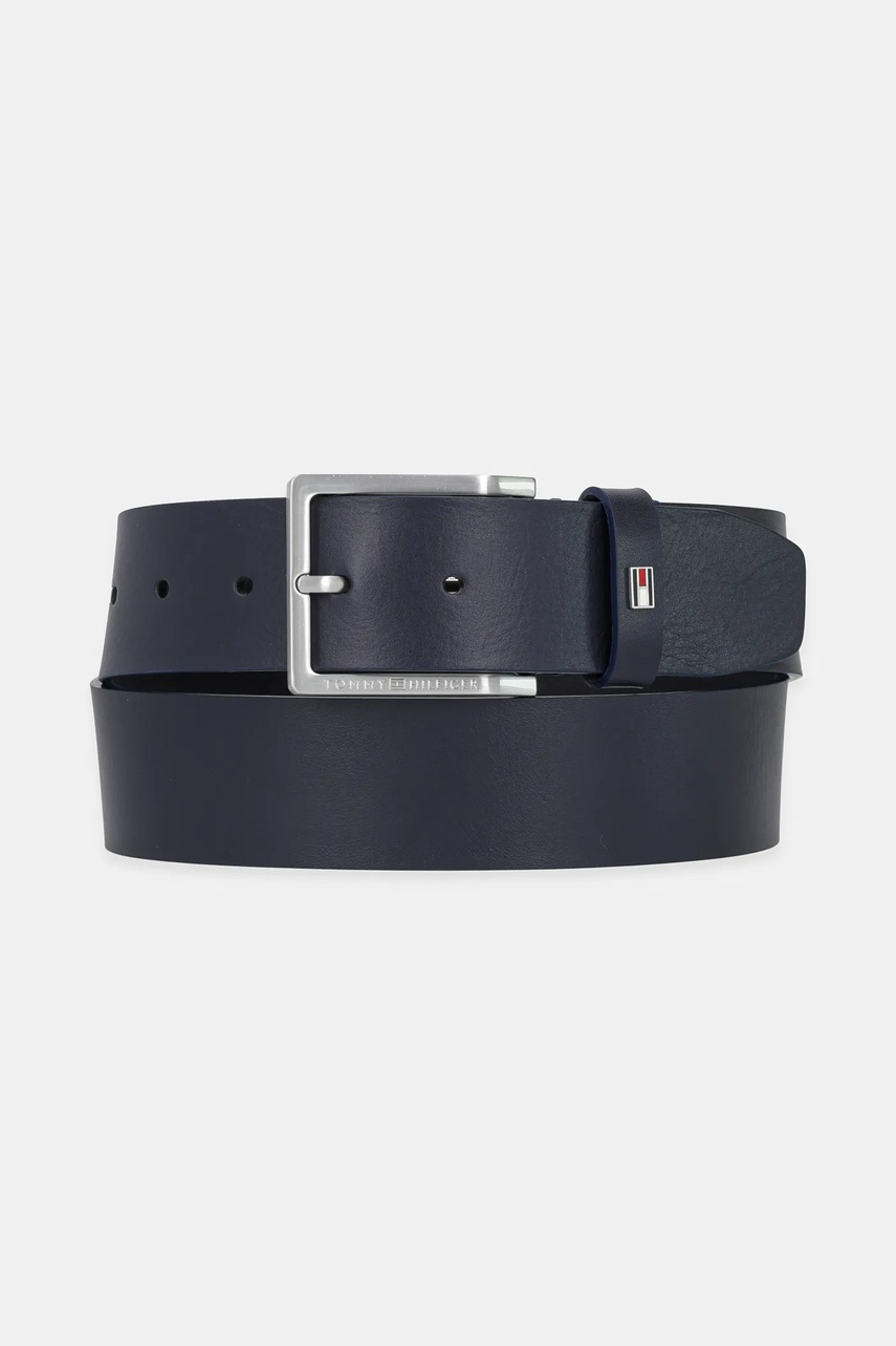 Levně Kožený pásek Tommy Hilfiger pánský, tmavomodrá barva, AM0AM13175