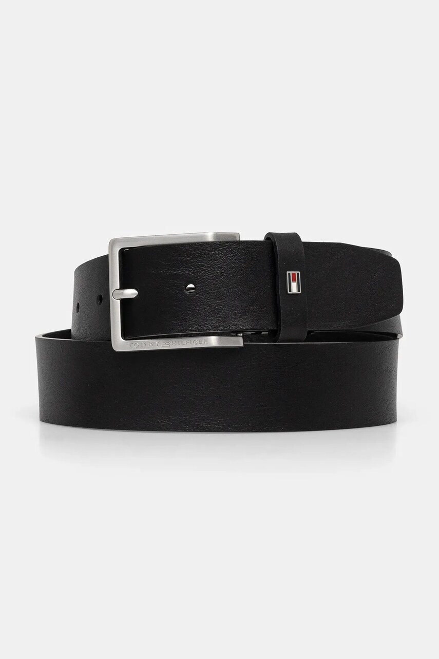 Levně Kožený pásek Tommy Hilfiger pánský, černá barva, AM0AM13175