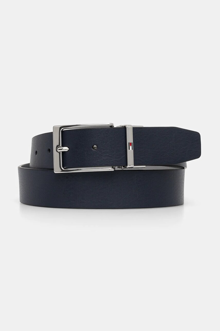 Levně Kožený pásek Tommy Hilfiger pánský, tmavomodrá barva, AM0AM13178