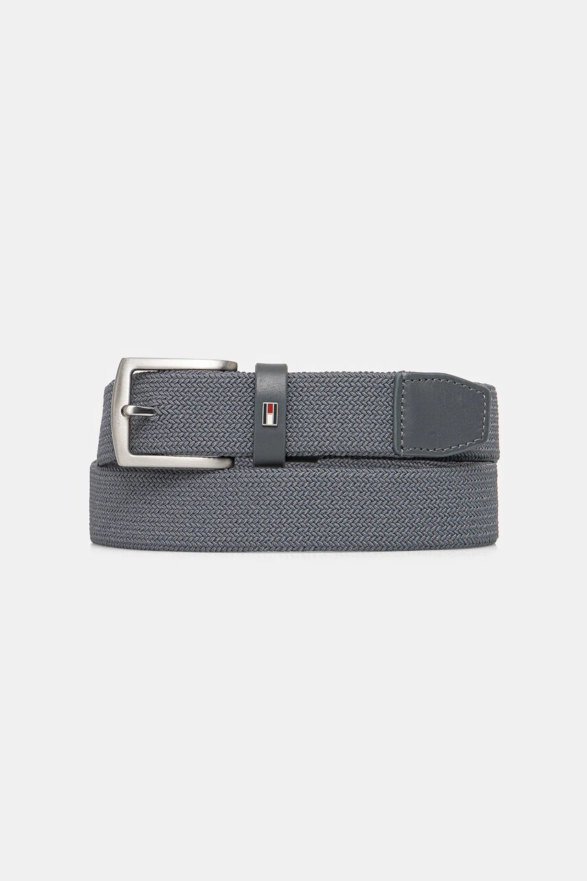 Levně Pásek Tommy Hilfiger pánský, šedá barva, AM0AM13354